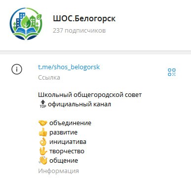 ШОС.Белогорск: Школьный общегородской совет создал свой канал
